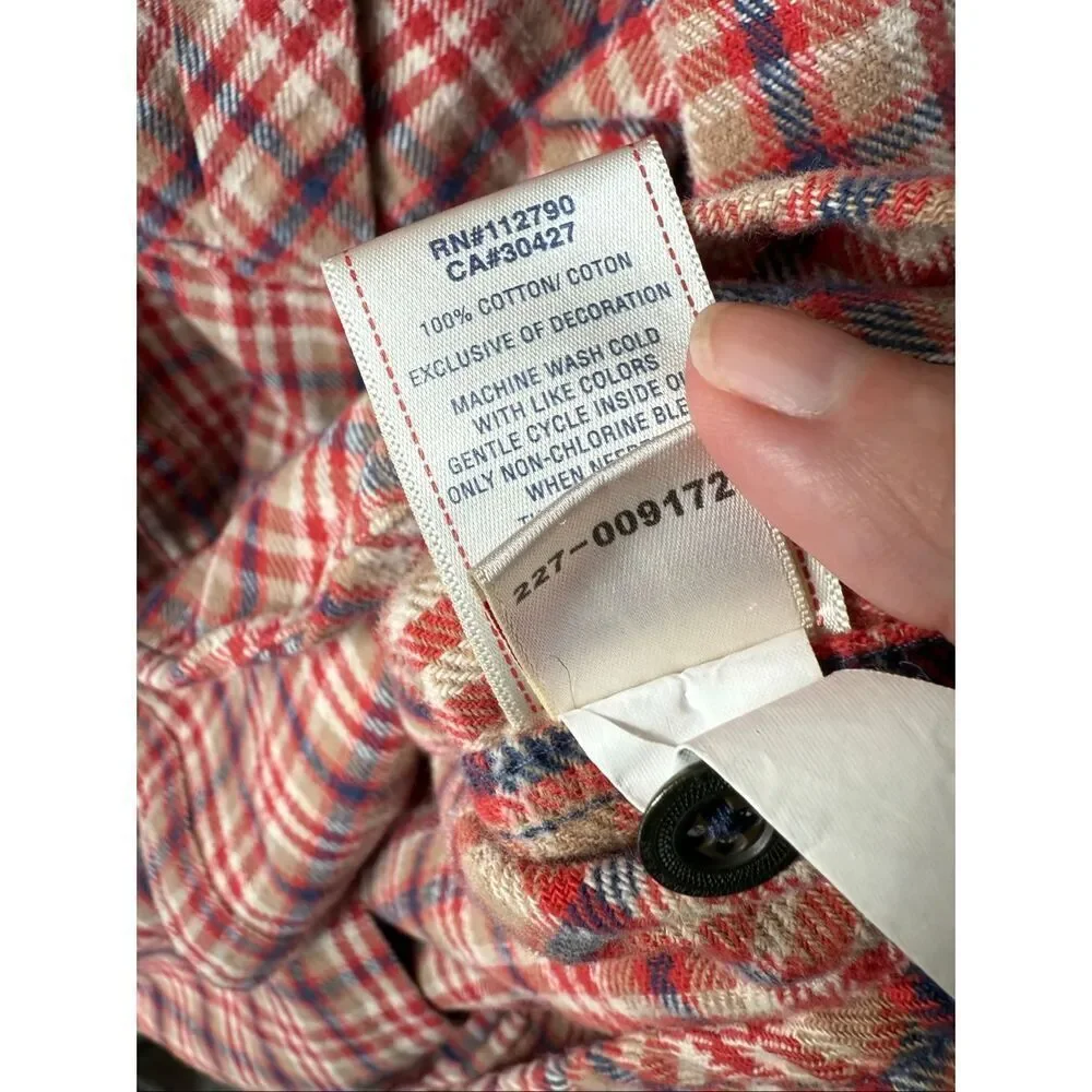 True Religion Red Tan Blue Plaid Flannel Button Shirt XXXL